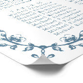 Blaues Vintages Wappen Hochzeit 16 Tafelsitzkarten Poster (Ecke)