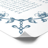 Blaues Vintages Wappen Hochzeit 30 Tischsitze Poster (Ecke)