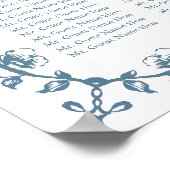 Blaues Vintages Wappen Hochzeit 30 Tischsitze Poster (Ecke)