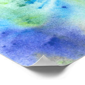 Blaues Violetfeld Blume Abstrakte Wasserfarbe Poster (Ecke)