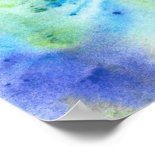 Blaues Violetfeld Blume Abstrakte Wasserfarbe Poster (Ecke)