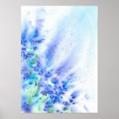 Blaues Violetfeld Blume Abstrakte Wasserfarbe Poster (Vorne)