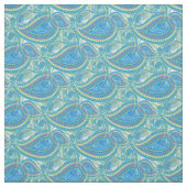 Blaues Violett Grün Paisley Blumenmuster Stoff (Muster)