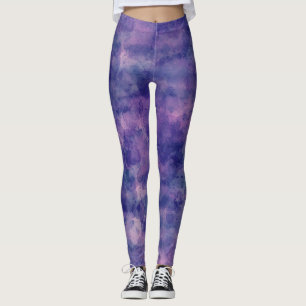 Blaues Violett Rosa Aquarellfarben Abstraktion Leggings