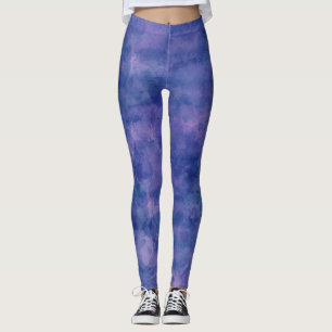 Blaues Violett Rosa Aquarellfarben Abstraktion Leggings
