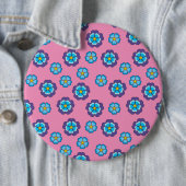Blaues Violett Rosa Blumenmuster Button (Beispiel)
