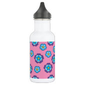 Blaues Violett Rosa Blumenmuster Edelstahlflasche (Links)