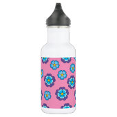 Blaues Violett Rosa Blumenmuster Edelstahlflasche (Rechts)