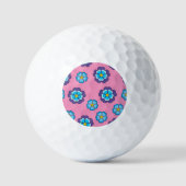 Blaues Violett Rosa Blumenmuster Golfball (Vorderseite)