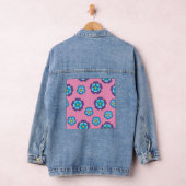 Blaues Violett Rosa Blumenmuster Jeansjacke (Hangar)