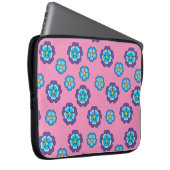 Blaues Violett Rosa Blumenmuster Laptopschutzhülle (Vorne Rechts)