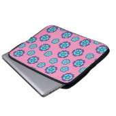 Blaues Violett Rosa Blumenmuster Laptopschutzhülle (Vorne Knopf)