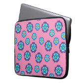 Blaues Violett Rosa Blumenmuster Laptopschutzhülle (Vorderseite Links)