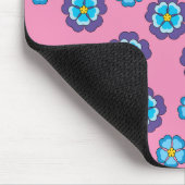 Blaues Violett Rosa Blumenmuster Mousepad (Ecke)