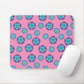 Blaues Violett Rosa Blumenmuster Mousepad (Mit Mouse)