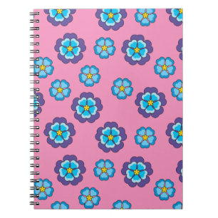 Blaues Violett Rosa Blumenmuster Notizblock