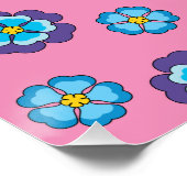 Blaues Violett Rosa Blumenmuster Poster (Ecke)