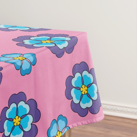 Blaues Violett Rosa Blumenmuster Tischdecke (Beispiel)