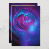 Blaues Violett und rosa Wirbles kosmisches Fraktal Einladung (Vorne/Hinten)