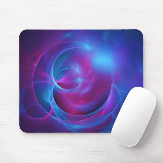 Blaues Violett und rosa Wirbles kosmisches Fraktal Mousepad (Mit Mouse)