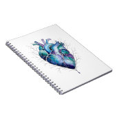 Blaues & violettes anatomisches Herz Notizblock (Rechte Seite)