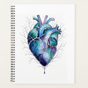 Blaues & violettes anatomisches Herz Planer