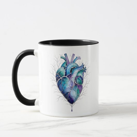 Blaues & violettes anatomisches Herz Tasse (Links)