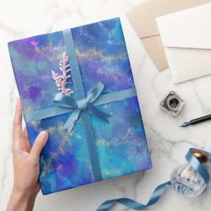 Blaues, violettes und goldenes Marmormuster Geschenkpapier