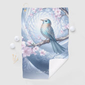 Blaues Vogel-Blumengolfhandtuch Golfhandtuch (Insitu)