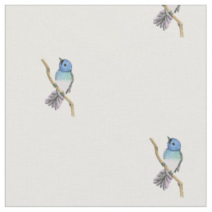Blaues Vogel-Druck-Gewebe Stoff
