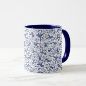 Blaues Vogel-Muster Delfts Tasse (VorderseiteRechts)