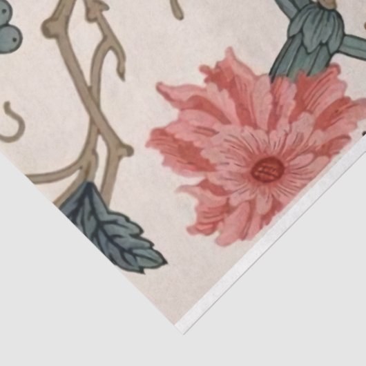 Blaues Vogel- und Blumendekutopapier Seidenpapier (Ausschnitt)