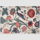 Blaues Vogel- und Blumendekutopapier Seidenpapier (Vorderseite)