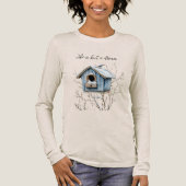 Blaues Vogelhaus Tri-Blend Shirt (Vorderseite)
