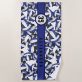 Blaues Volleyball-Team färbt Sportmuster Strandtuch (Vorderseite)