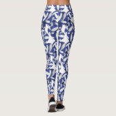 Blaues Volleyballmuster Leggings (Rückseite)