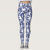 Blaues Volleyballmuster Leggings (Vorderseite)