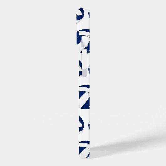 Blaues Volleyballmuster mit Monogramm Case-Mate iPhone Hülle (Rückseite / Links)