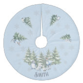 Blaues Waldbaumhemd Fleece Weihnachtsbaumdecke (Vorderseite)