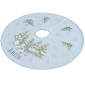 Blaues Waldbaumhemd Fleece Weihnachtsbaumdecke (Schrägansicht)