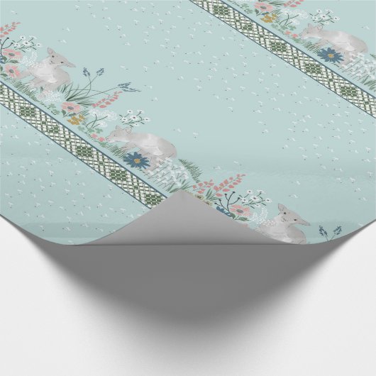 Blaues Waldlamm-Packpapier Geschenkpapier (Ecke)