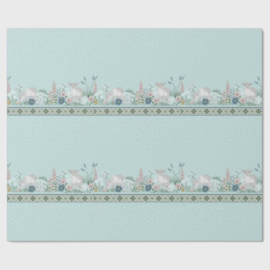 Blaues Waldlamm-Packpapier Geschenkpapier (Flach)