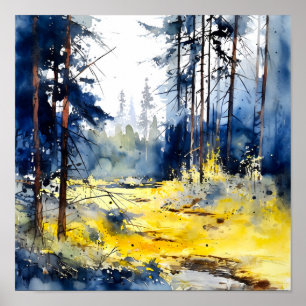 Blaues Waldmaler Poster