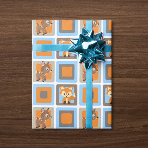 Blaues Waldtier-Verpackungspapier Geschenkpapier