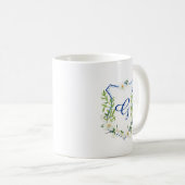 blaues Wappen der Watercolormonogramm-Tasse mit Kaffeetasse (VorderseiteRechts)