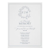 Blaues Wappen mit blauer Leafy Monogramm für das l Poster (Vorderseite)