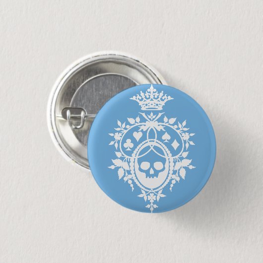Blaues Wappen mit Skull und Cardsuits Button (Vorne & Hinten)
