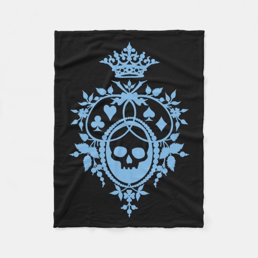 Blaues Wappen mit Skull und Cardsuits Fleece Blank (Vorderseite)