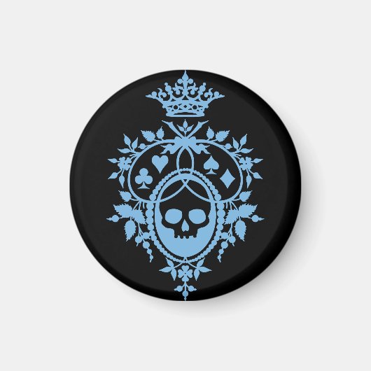 Blaues Wappen mit Skull und Cardsuits Magnet (Vorne)