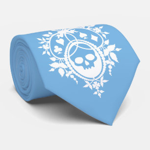 Blaues Wappen mit Skull und Cardsuits Neck Tie Krawatte